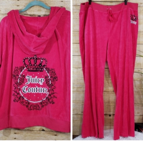 Juicy Couture Pants - Juicy Couture hot pink velour track suit